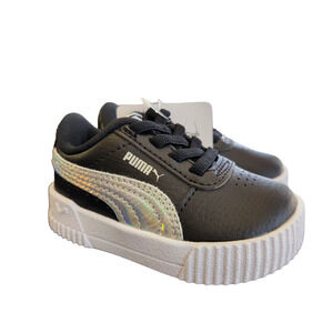 PUMA Carina Rainbow Toddler Sneakers in Black/Silver, Size 4